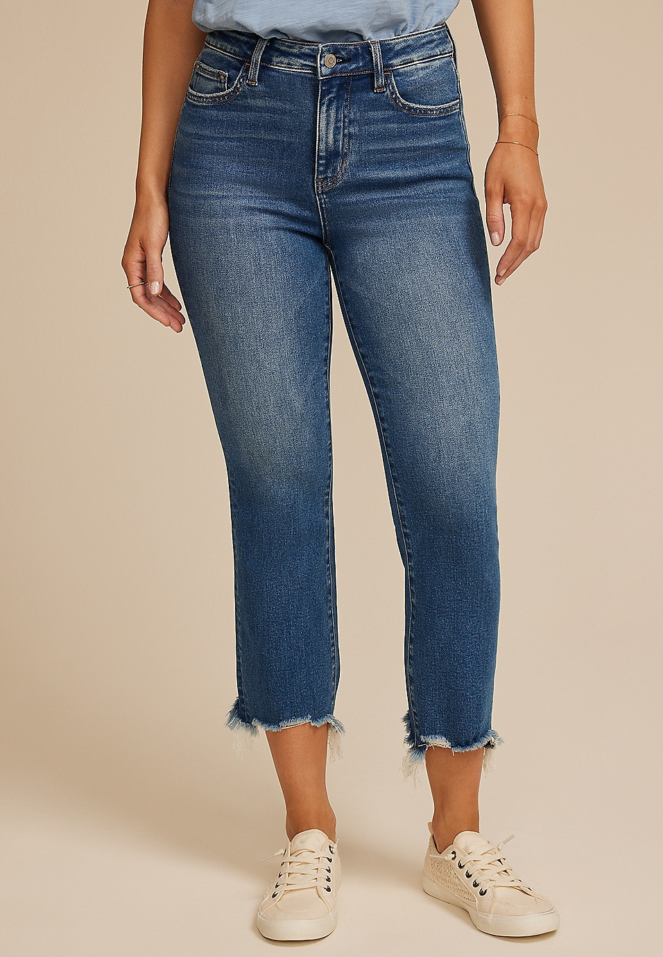 Flying Monkey™ Dark High Rise Fray Hem Kick Flare Jean | Maurices