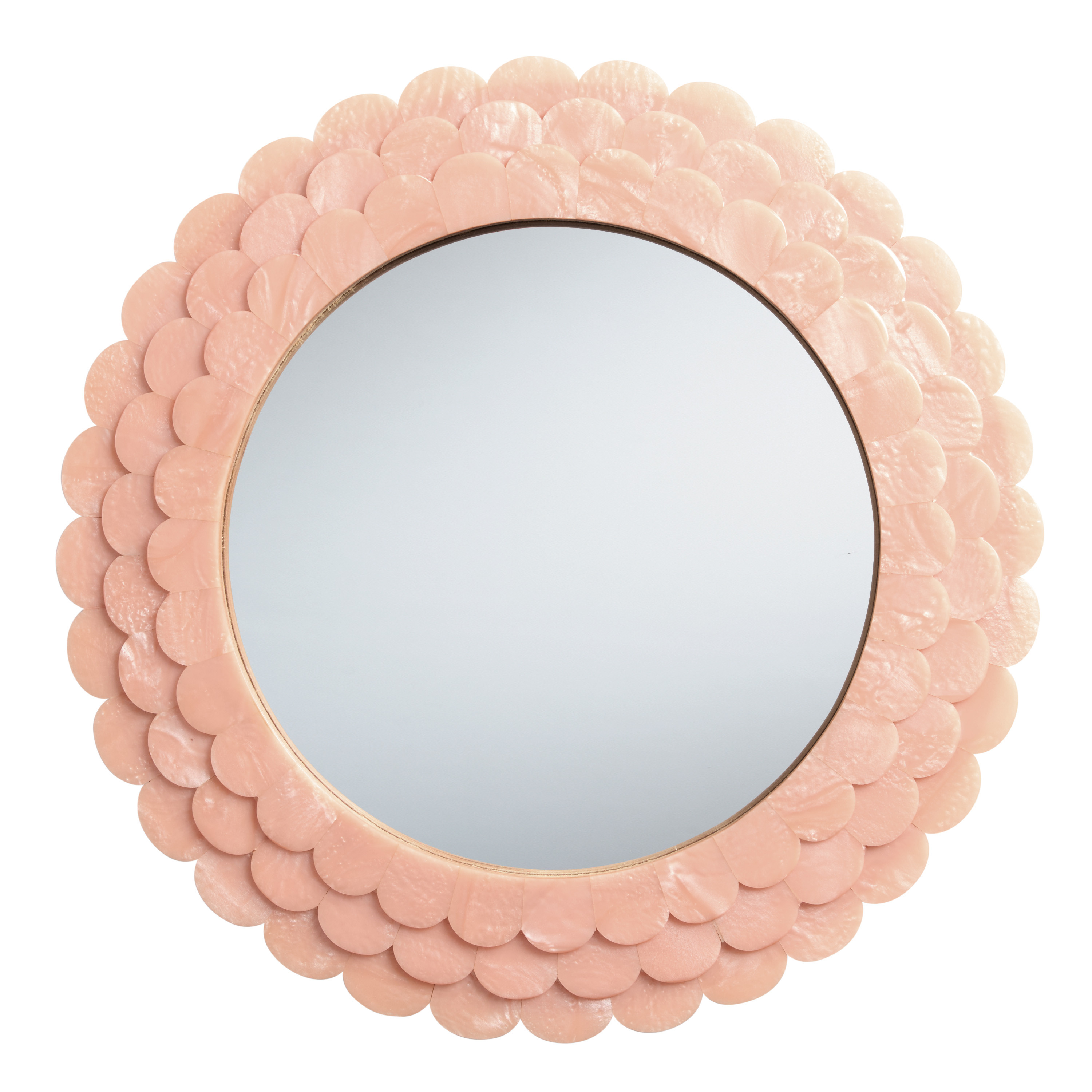 Round Peach Layered Scallop Floral Wall Mirror | World Market