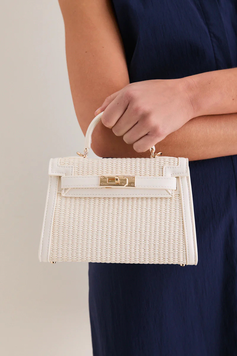 Cream Hariette Raffia Handle Bag | Tuckernuck (US)