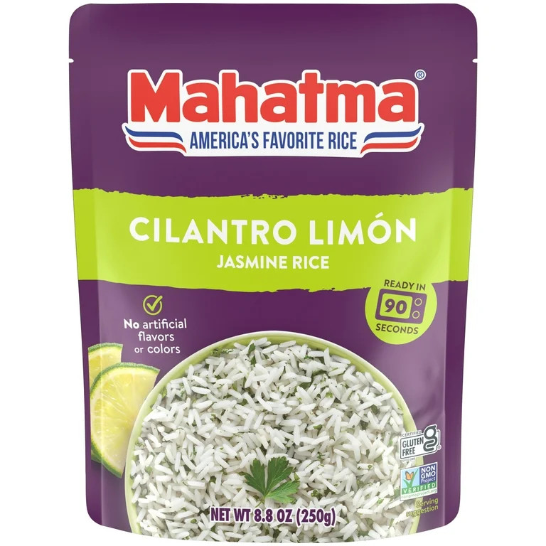 Mahatma Ready-to-Heat Cilantro Limon Jasmine Rice, Gluten Free, 8.8 oz Bag | Walmart (US)