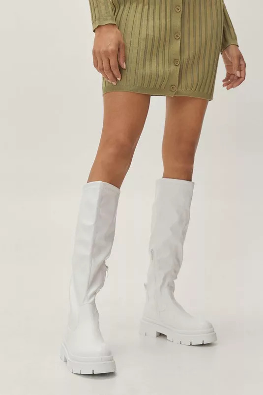 Pu Knee High Flat Boots | NastyGal (UK, IE)