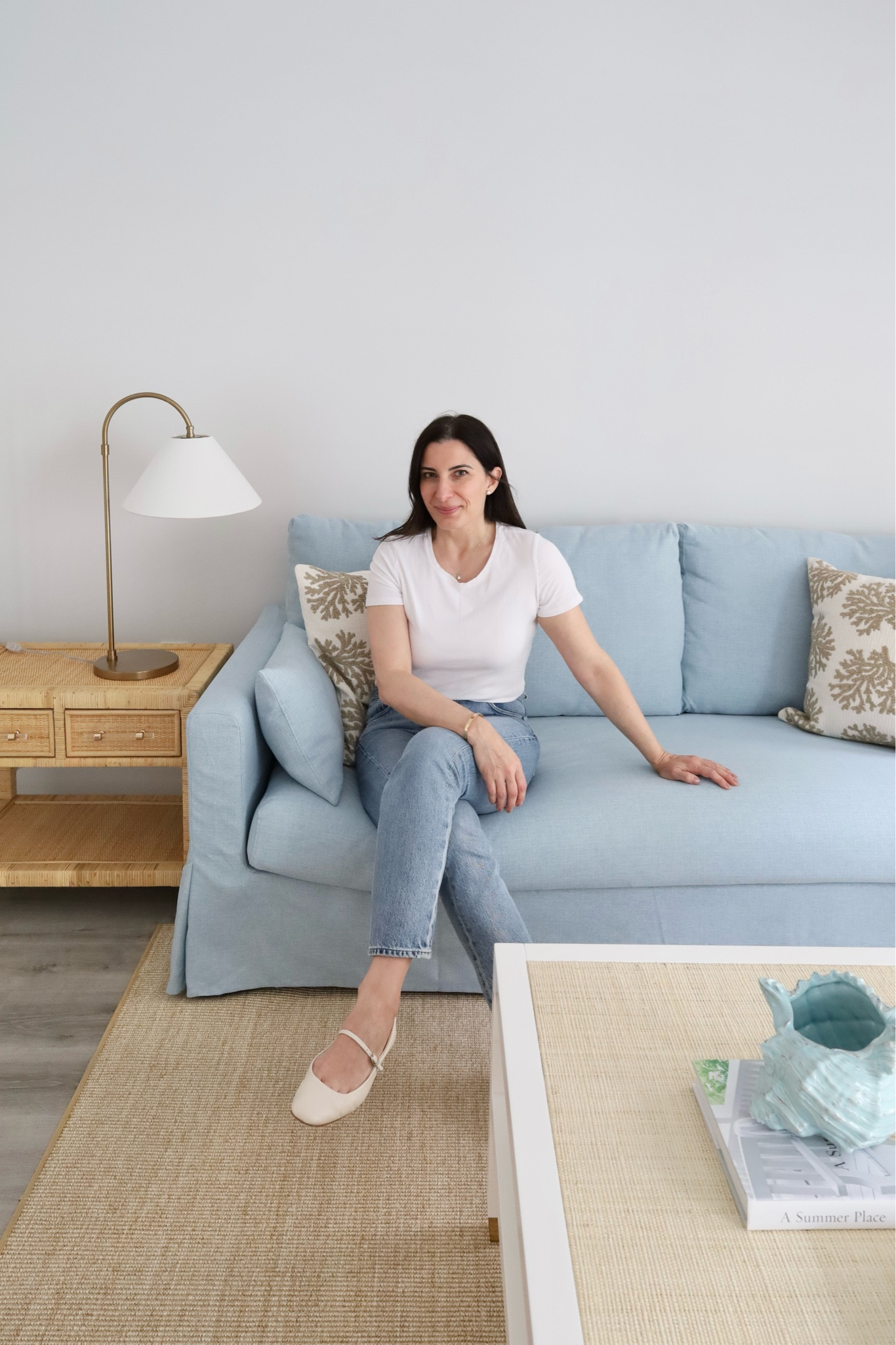 Blue sofa from IKEA for coastal style