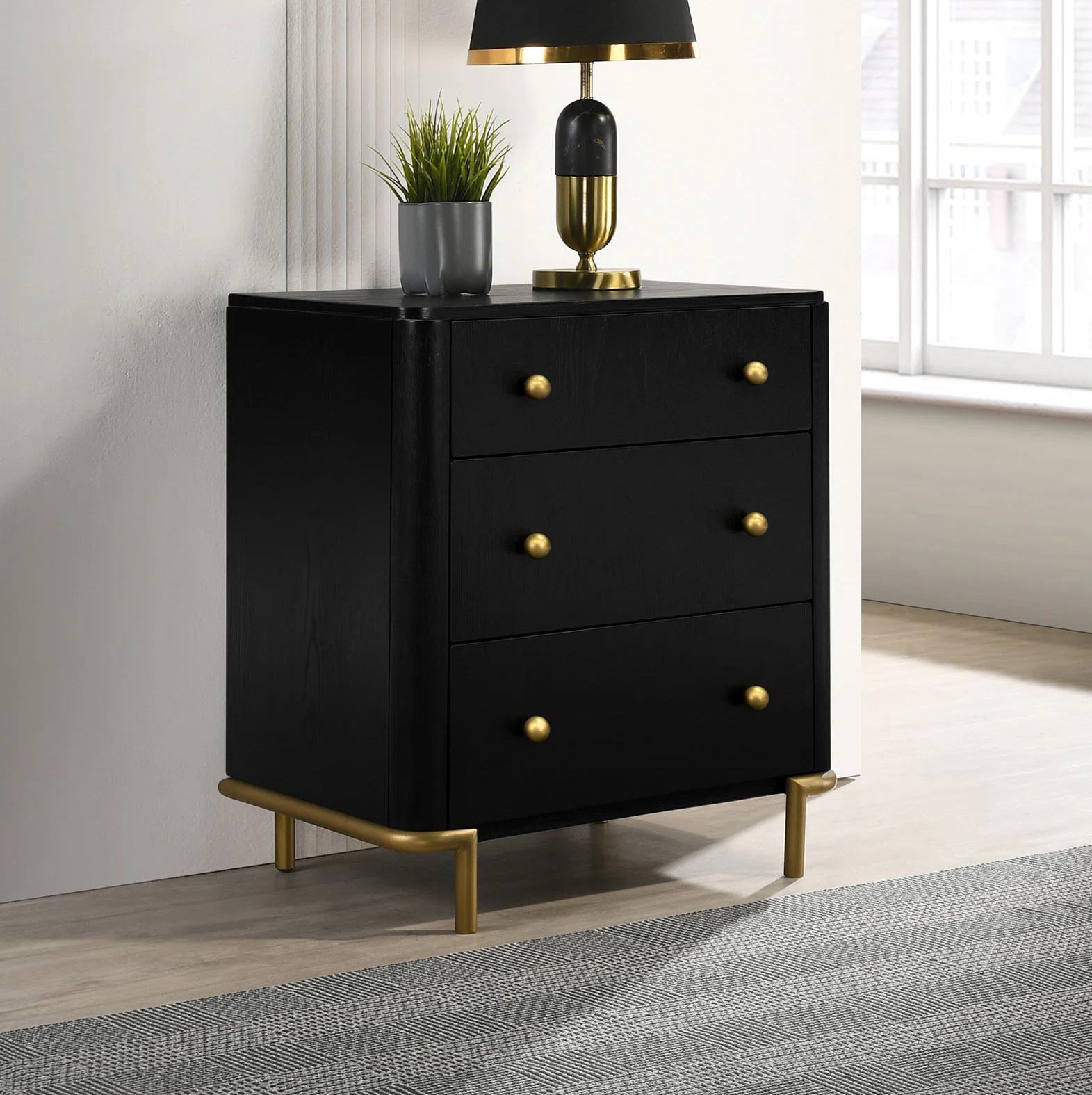 Maxine 3-drawer Nightstand Black | Wayfair North America