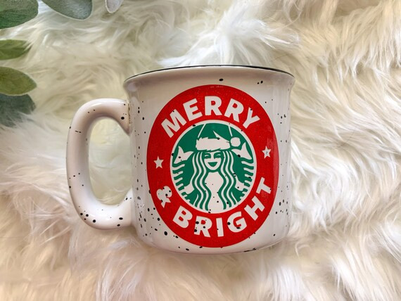 Merry & Bright Starbucks Glitter Campfire Mug / Christmas Mug  / Merry Christmas Mug / Fall Mug  ... | Etsy (US)