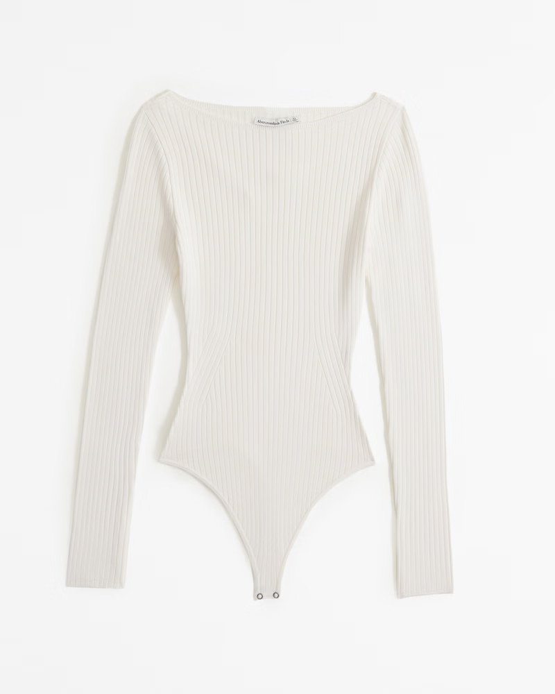 Women's Long-Sleeve Glossy Slash Bodysuit | Women's Tops | Abercrombie.com | Abercrombie & Fitch (US)