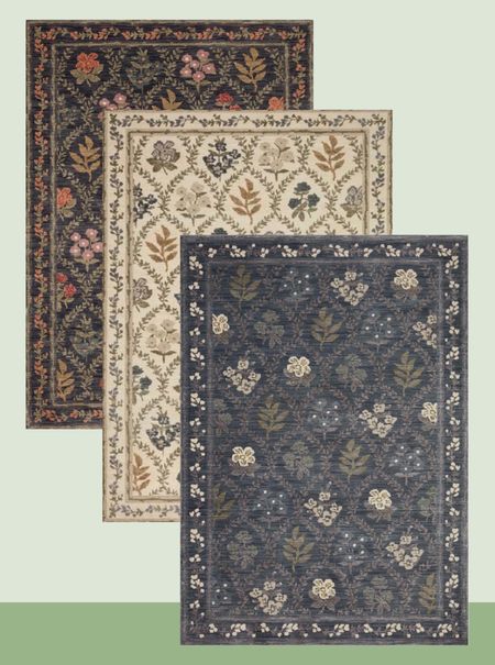 Rifle Paper Co. Fiore Hawthorne Power-Looked Rug. Vintage floral rug. Perfect for the classical home style  

#LTKhome
