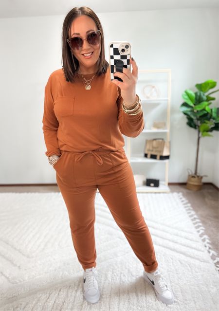 Amazon lounge set favorite on sale today!   Under $30 in this color with the extra coupon!  Size large fits great.  Could size up one if you want a more oversized fit. 

#LTKsalealert #LTKSeasonal #LTKmidsize