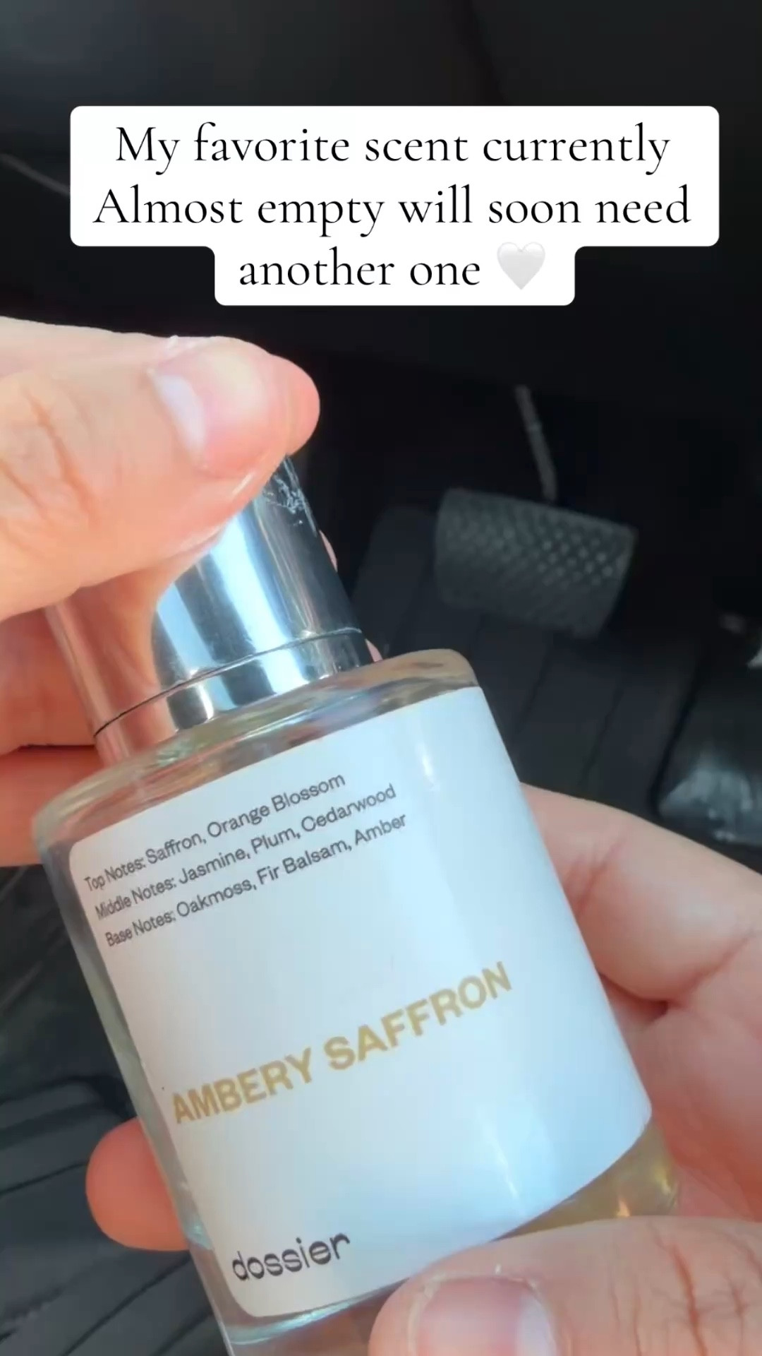 Current favorite perfume 🤎
Almost out of my Ambery Saffron from Dossier and I already know I need another bottle ✨
Smells so warm, sweet, and clean🤍

#LTKselfcare #LTKgrwm #LTKdayinmylife