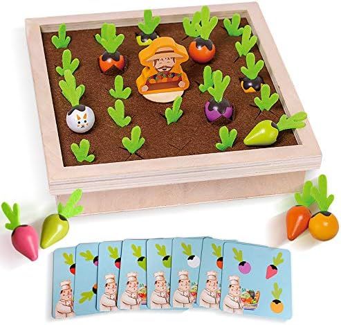 Wooden Fun Carrots Harvest Toy Memory Games Radishes Shape Color Sorting Matching Educational Woo... | Amazon (US)