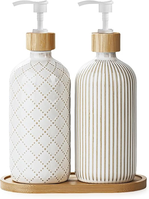 Hand and Dish Soap Dispenser Set, Ceramic Soap Dispenser for Bathroom and Kitchen with Rust Proof... | Amazon (US)