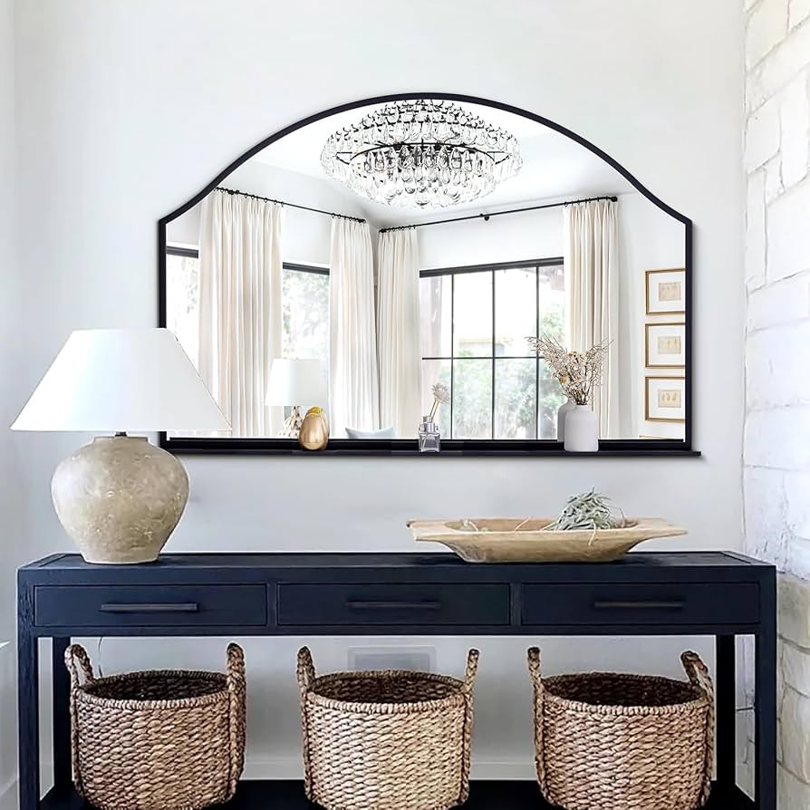 Chende 47''x32'' Large Wall Mirrors for Decor, Black Bathroom Mirror with Removable Shelf, Elegan... | Amazon (US)