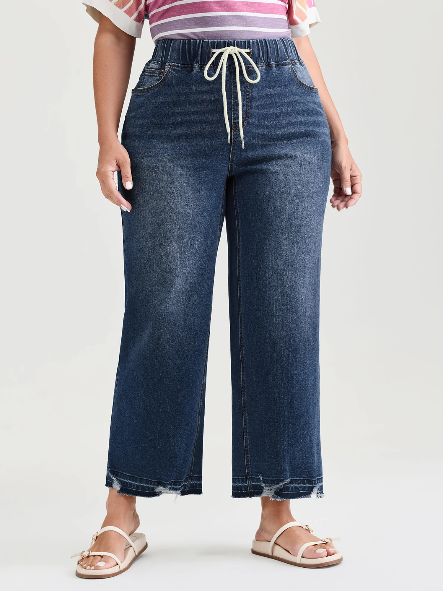 Easy Pull-On Stretchy Wide-Leg Jeans | Bloomchic