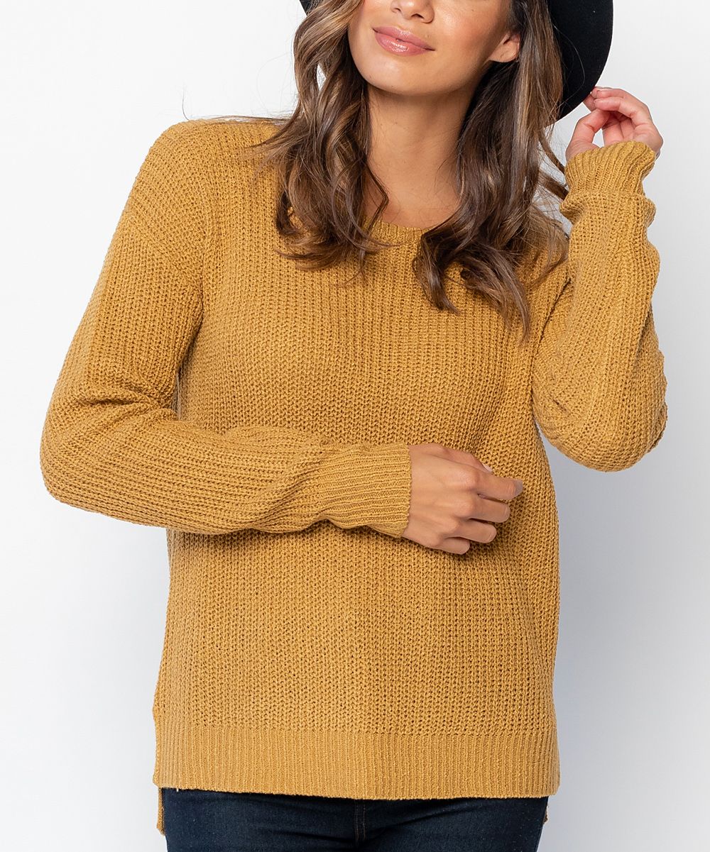 Mustard & Clay Scoop Neck Sweater - Women | zulily