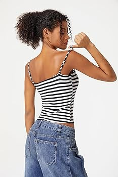 QINSEN Women's Double Lined Basic Tank Top Adjustable Spaghetti Straps Sleeveless Camisole Shirts | Amazon (US)