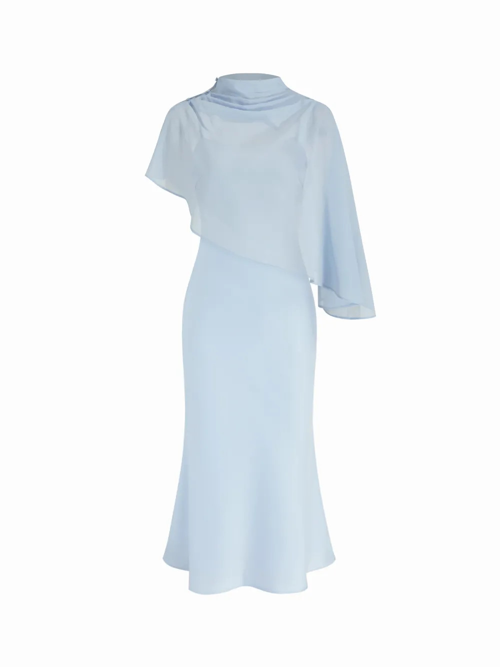 Satin Satin High Neck Cape Sleeve Maxi Dress For Party/Clubbing | Cider