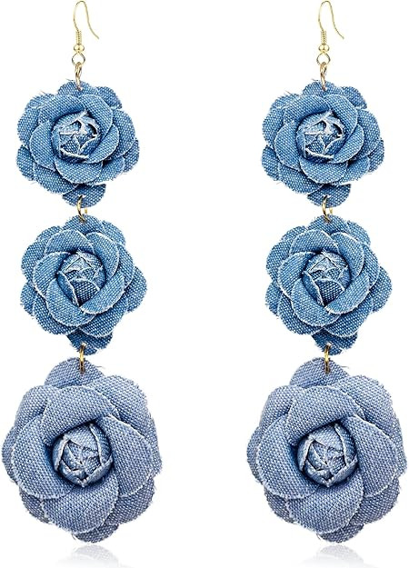 Bohemia Denim Hoop Earrings Simple Exaggerated Big Circle Round Statement Earrings Jewelry Access... | Amazon (US)