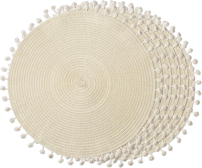 FunWheat Round Braided Placemats Set of 6 Place mats for Dining Tables Woven Heat Resistant Cute ... | Amazon (US)