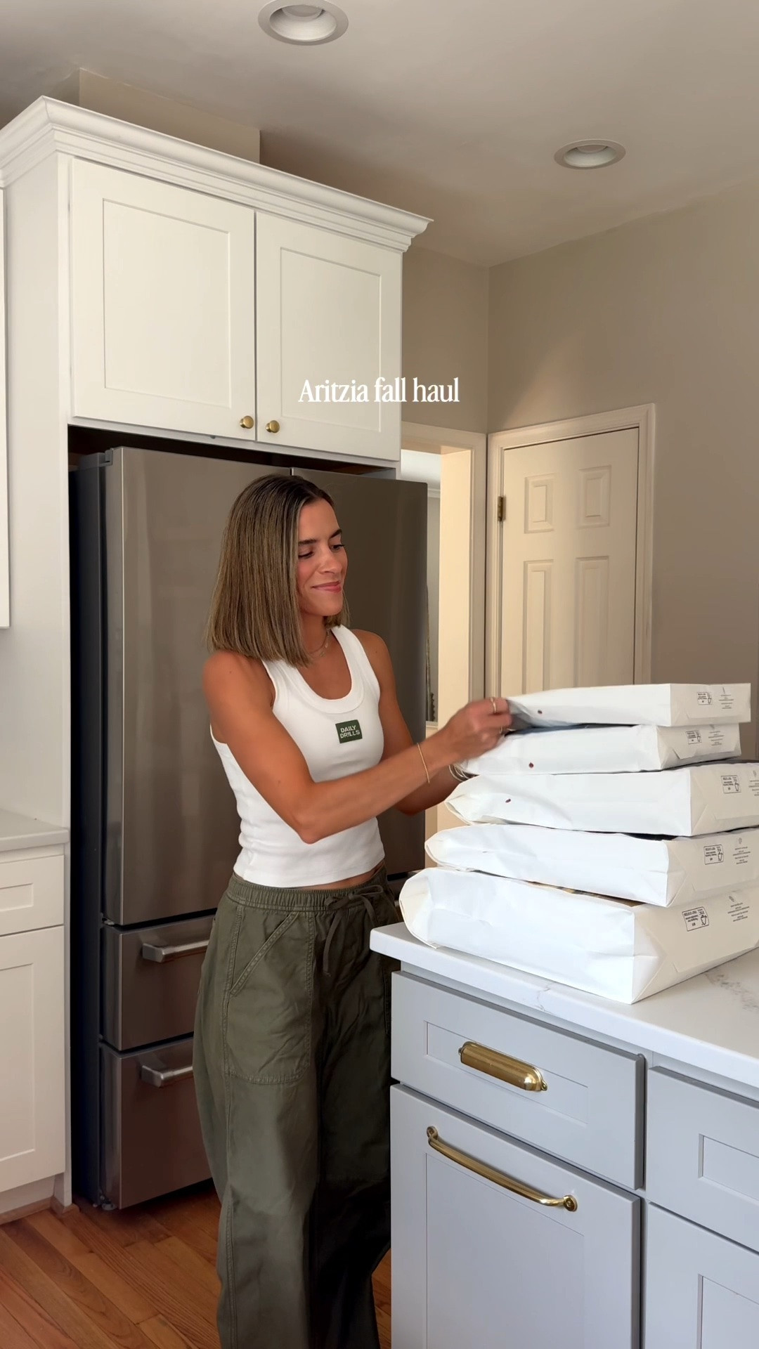 small pants 
medium polartec
small vest
small tank, medium maroon tee, small long sleeve
‘Aritzia tee’ — interlock tee

#LTKmomlife #LTKootd