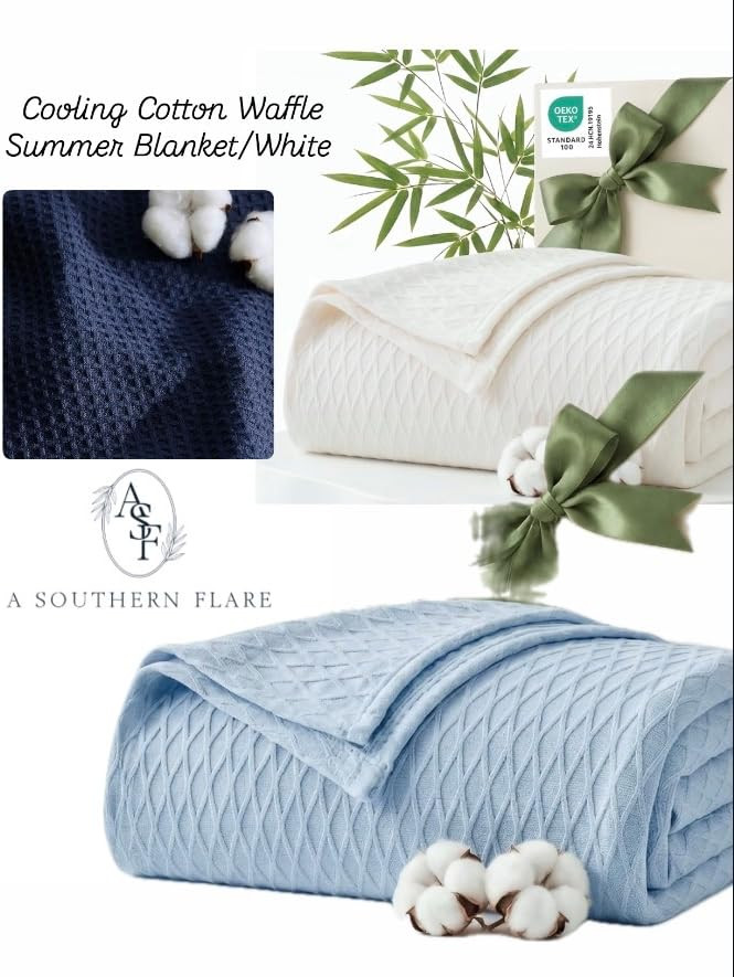 Stay cool and comfy with our Cooling Cotton Waffle Summer Blanket! Perfect for hot summer nights.... | Amazon (US)