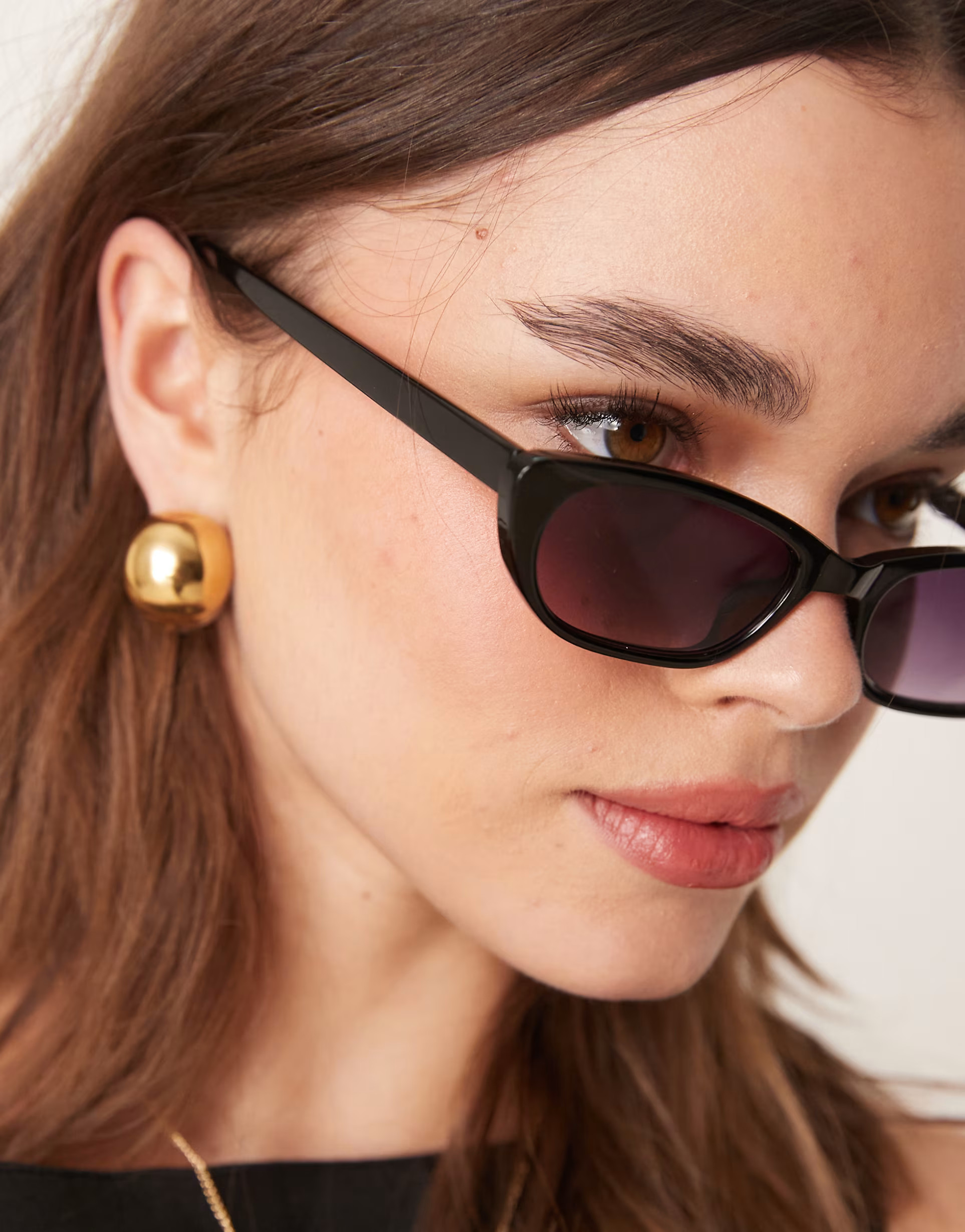 ASOS DESIGN narrow cat eye sunglasses in shiny black | ASOS | ASOS (Global)