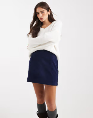 Threadbare cotton cord mini skirt in navy | ASOS (Global)