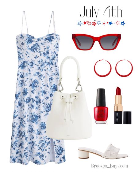 I love this blue floral dress. Mix and match these red, white and blue accessories for your July 4 celebration. #sundress #amazonfinds #sunglasses  

#LTKSeasonal #LTKParties #LTKU