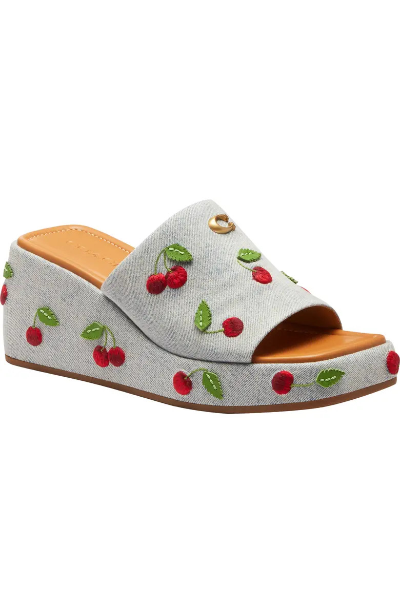 Marie Denim Cherries Platform Wedge Sandal (Women) | Nordstrom