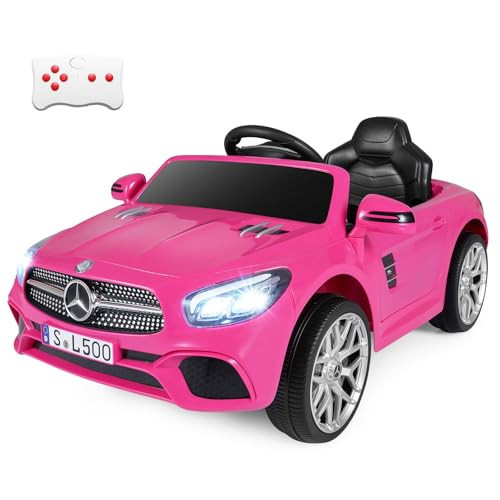 Costzon Ride On Car, 12V Licensed Mercedes Benz Electric Vehicles with Parent Remote Control, LED Headlights, Music & Wireless Connection, Kids Car for Boys Girls Aged 3-8 (SL500,Pink) | Amazon (US)