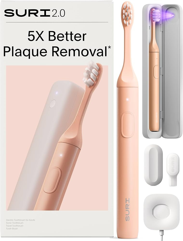 SURI 2.0 New Sonic Electric Toothbrush with Pressure Sensor & UV-Cleaning Travel Case | 1 Month+ ... | Amazon (US)