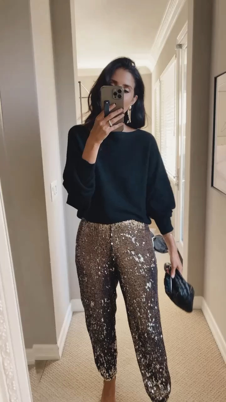 Sequin discount track pants