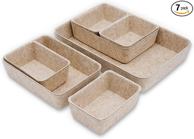 Welaxy Office Drawer organizers felt storage bins Shallow Small Desk trays Draw dividers Nordic L... | Amazon (US)