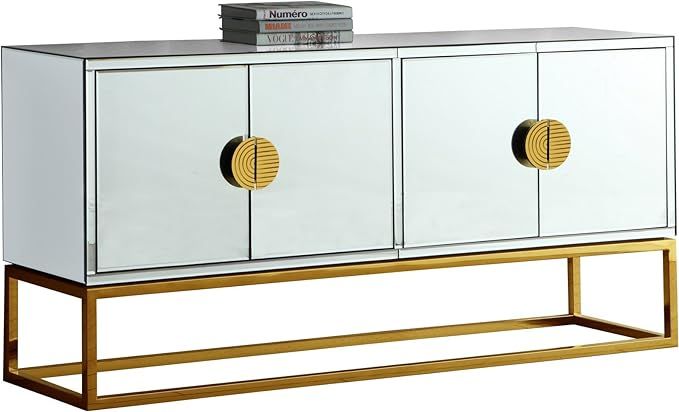 Meridian Furniture Marbella Collection Modern | Contemporary Mirrored Sideboard Buffet, Rich Gold... | Amazon (US)