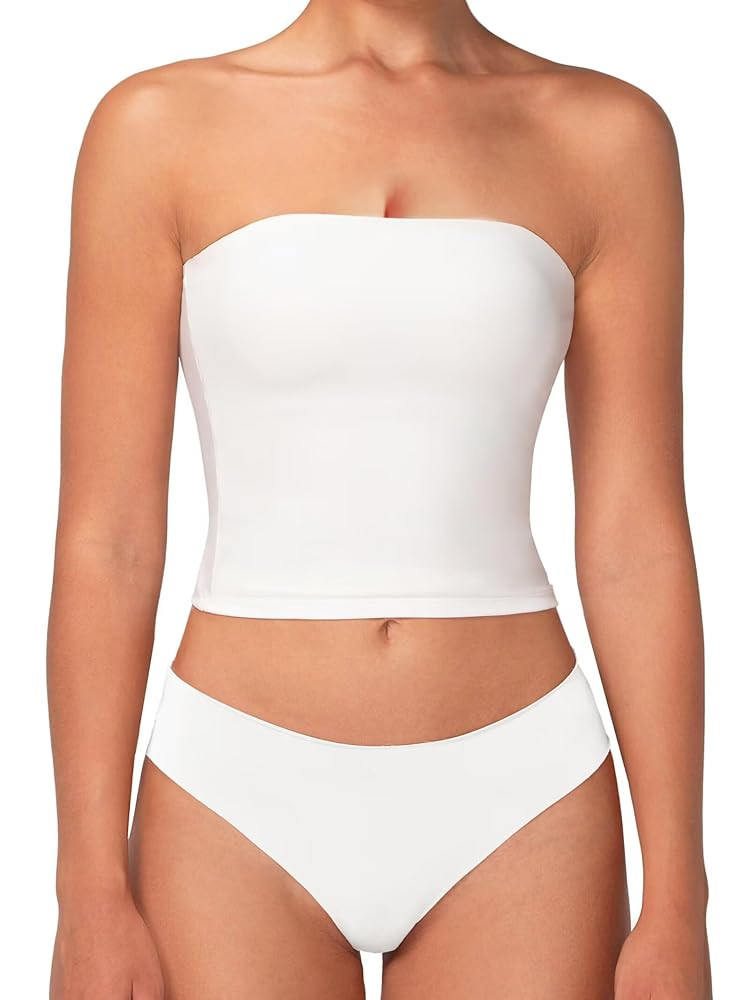 Sunzel Women’s Strapless Sexy Tube Top Double Lined Sleeveless Crop Top Summer Basic Bandeau To... | Amazon (US)