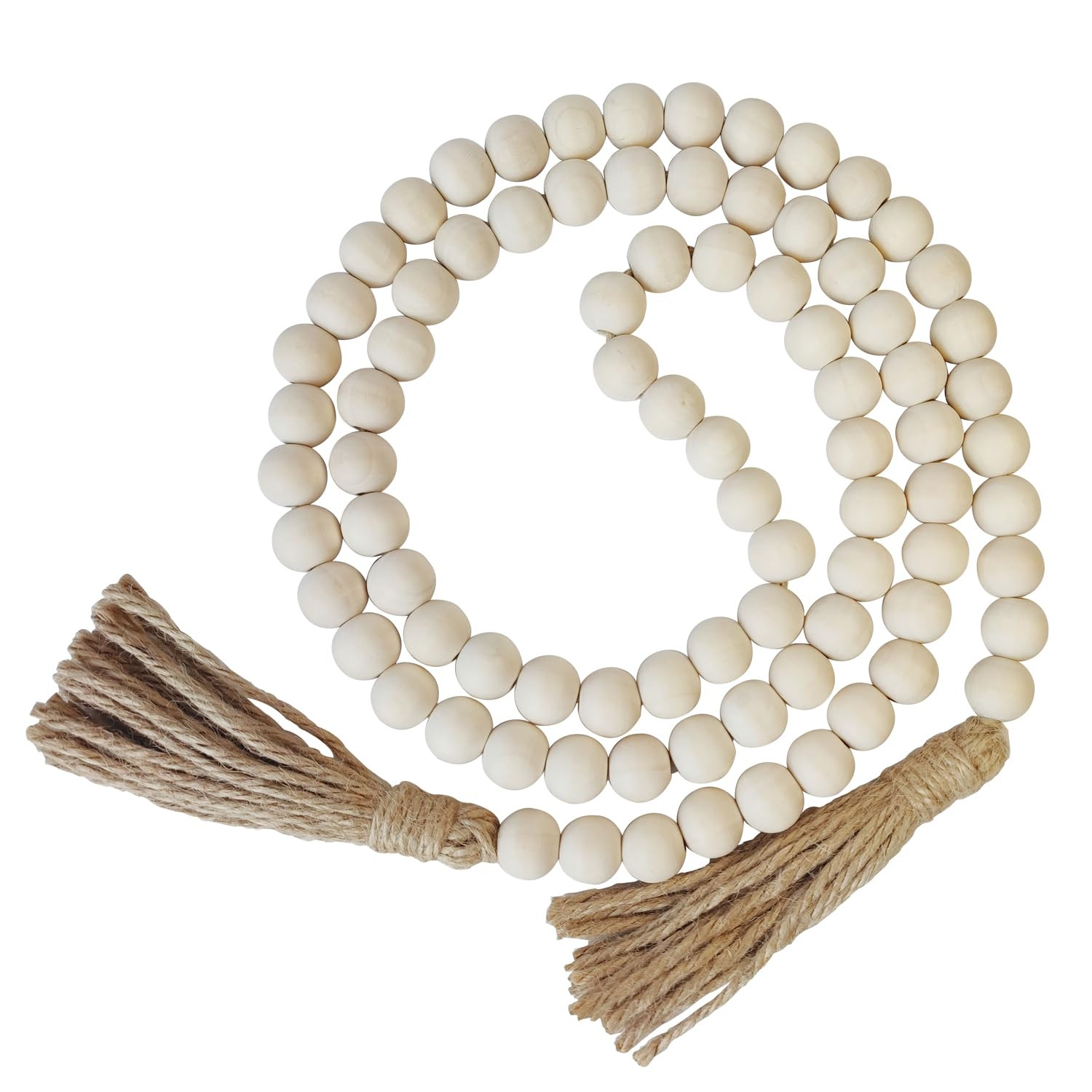 Boho Decor Wood Beads Garland Farmhouse Wall Hanging Decorations Natural Wooden Bead Tassel Decor... | Amazon (US)