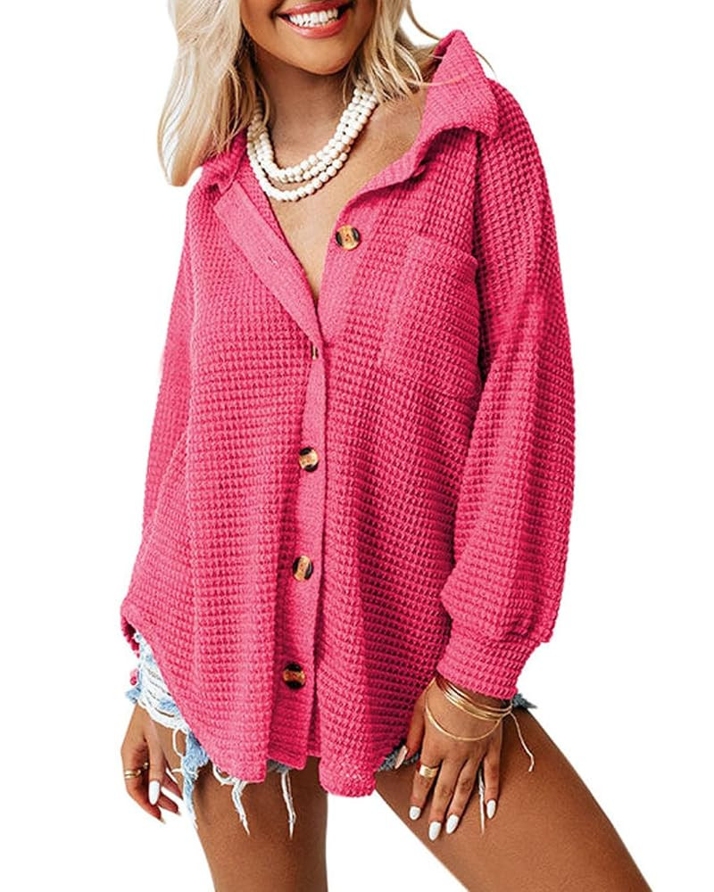 Amazon.com: Dokotoo Women Waffle Knit Summer Cardigan Long Sleeve Plus Size Lightweight Shirts Co... | Amazon (US)