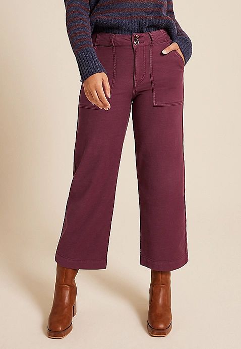 Patch Pocket High Rise Wide Leg Pant | Maurices