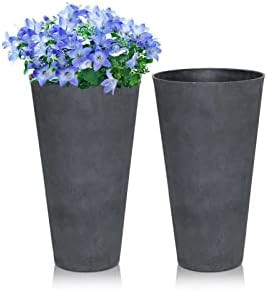 Muse Large Outdoor Tall Planter - 20 Inch Tree Planter Containers with Drainage Hole, Set of 2, G... | Amazon (CA)