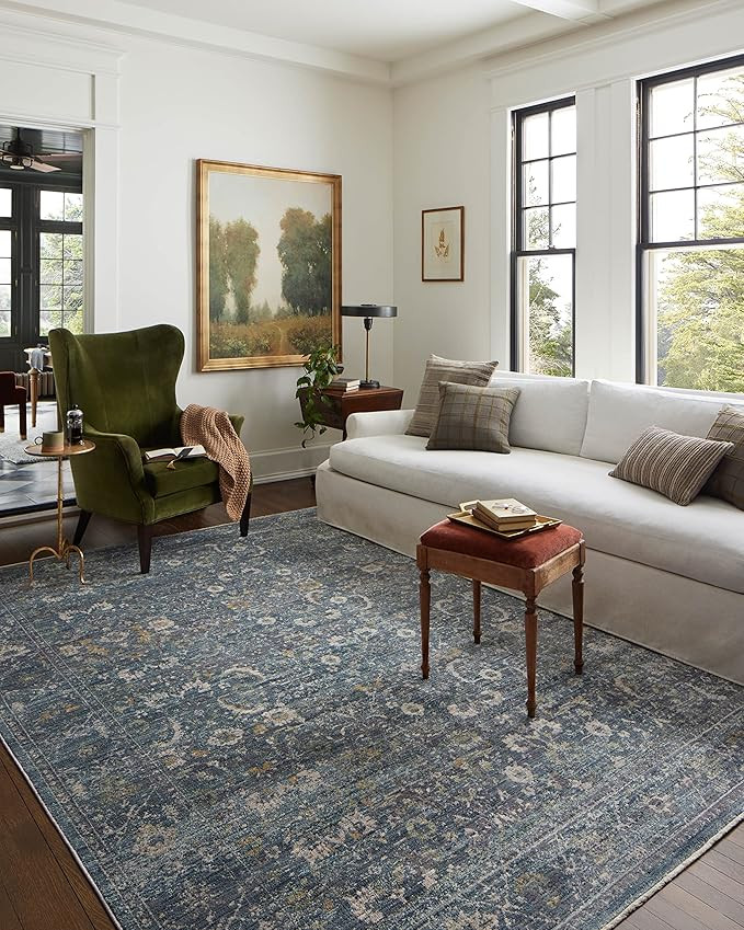 Loloi Jean Stoffer x Loloi Bradbury Collection BRU-03 Ocean/Gold 2'-6" x 8'-0" Runner Rug | Amazon (US)