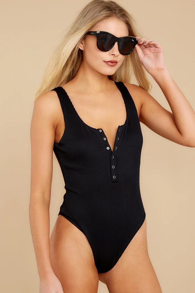 Coasting By Black One Piece Swimsuit | Red Dress 