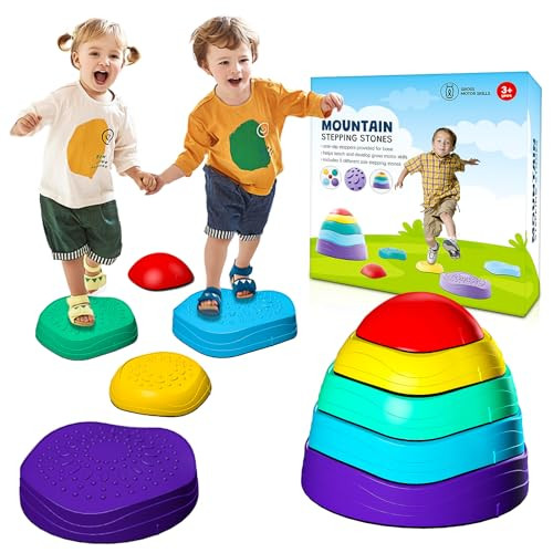 Stepping Stones for kids ,5Pcs Non-Slip Plastic Balance ,Stepping Stones for Toddlers Ages 3 4 5 6 7 8 Years,Children's Coordination Skills Obstacle Courses Sensory Toys for Toddlers,Indoor or Outdoor Play | Amazon (US)
