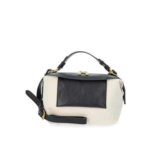 Free Assembly Women's Canvas Crossbody Handbag, Natural/Black | Walmart (US)