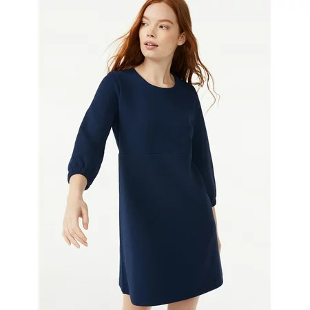 Free Assembly Women s Crewneck Swing Dress | Walmart (US)