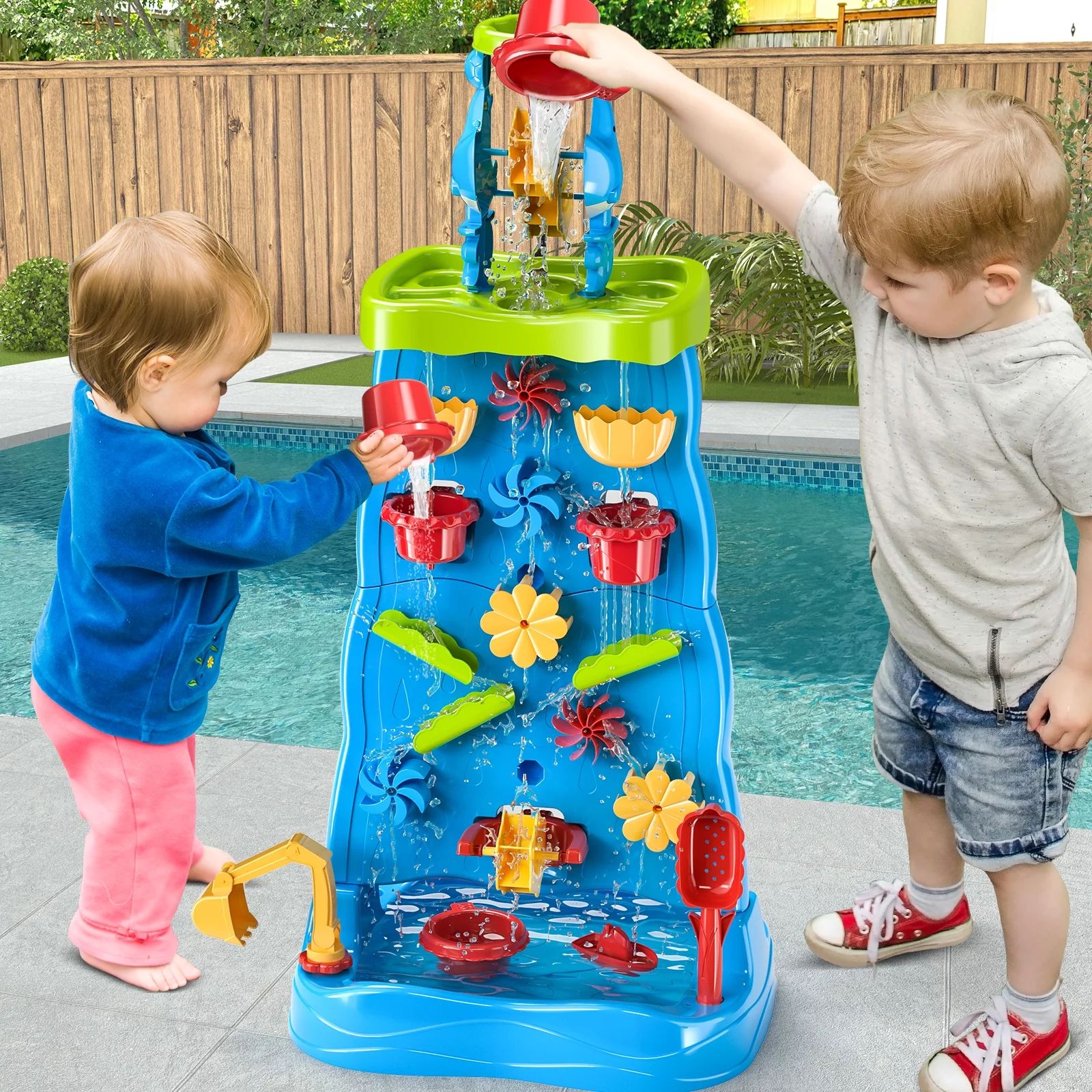 Toddlers Water Table Waterfall Maze-like Wall - Double-Sided Water Sand Table for Kids, 32 PCS Ou... | Walmart (US)