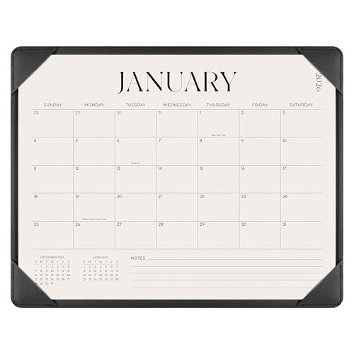 Simplified Desk Calendar 2026-2027 with Desktop Mat, Desk Pad Calendar from January 2026 to June 2027, 14 x 11 Inch, Desk Blotter Calendar for Home Office and School, Easy Planning, Black | Amazon (US)