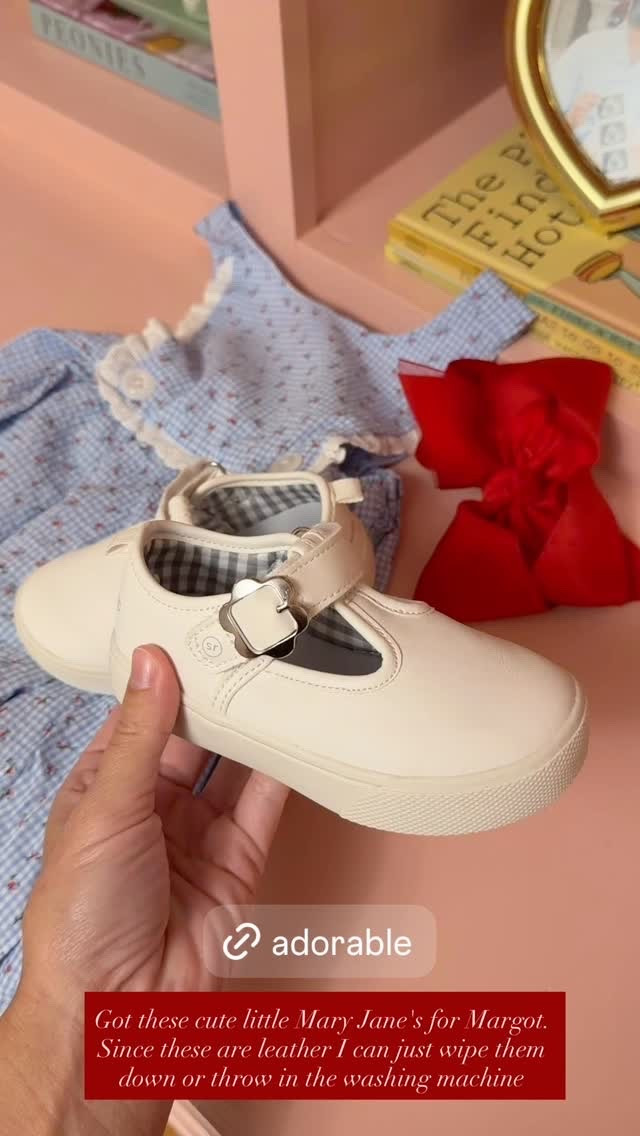 Got these cute little Mary Jane's for Margot. Since these are leather I can just wipe them down or throw in the washing machine  @striderite