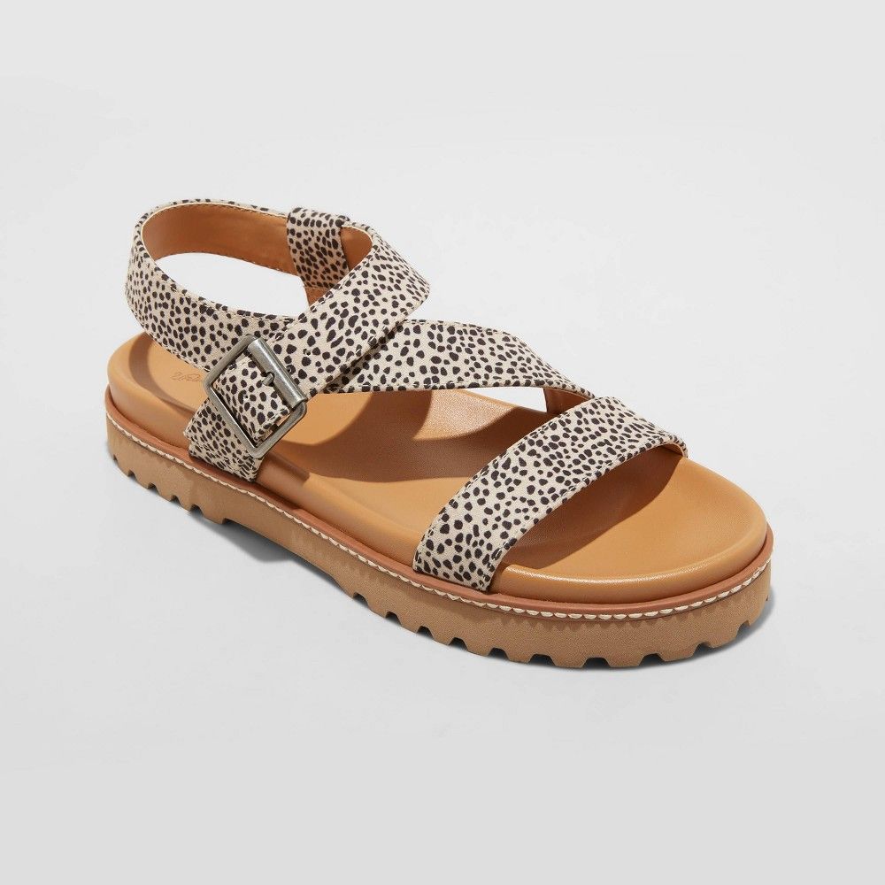 Women's Annika Leopard Print Platform Footbed Sandals - Universal Thread Brown 6 | Target