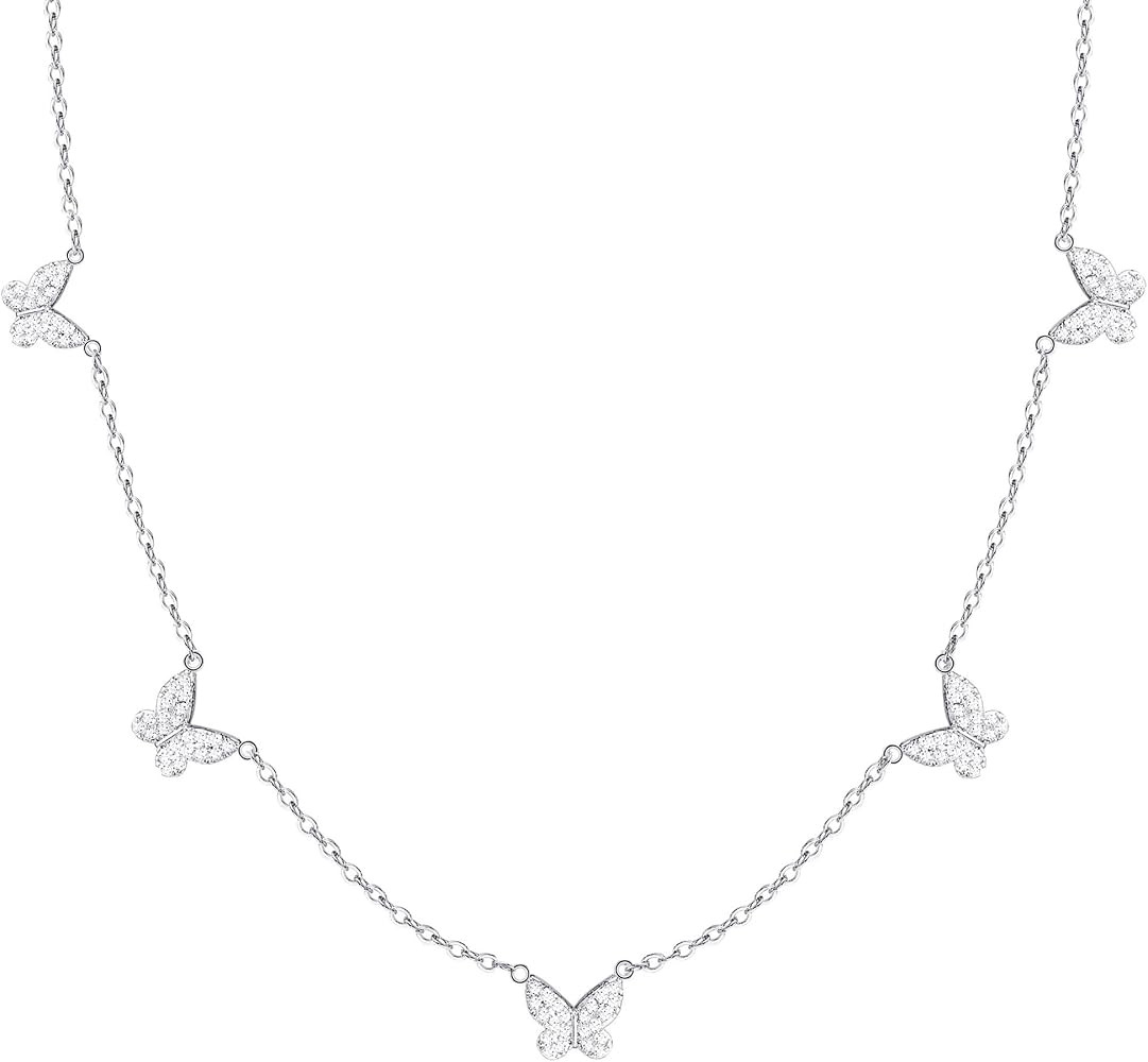 FUNEIA Dainty Silver Gold Necklaces for Women Trendy Non Tarnish 14K Gold Plated Cubic Zirconia N... | Amazon (US)
