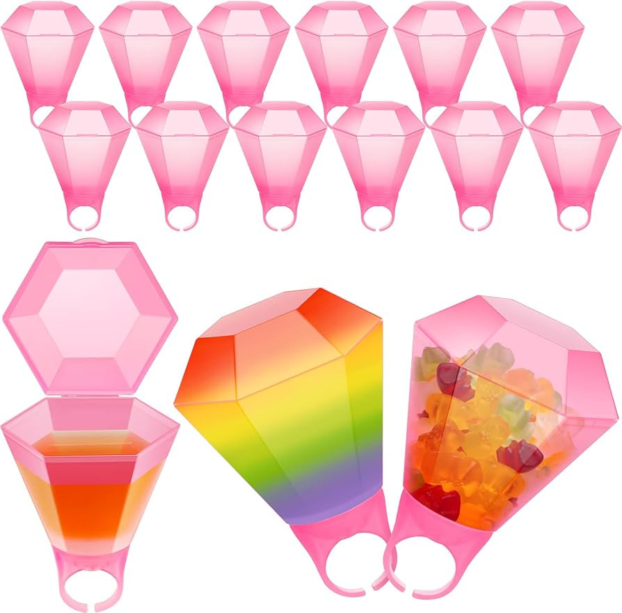 Wedding Ring Shot Glass Bachelorette Shot Glasses Team Bride Supplies Wedding Party and Bridal Shower Decorations (Pink, 12 Pieces) | Amazon (US)