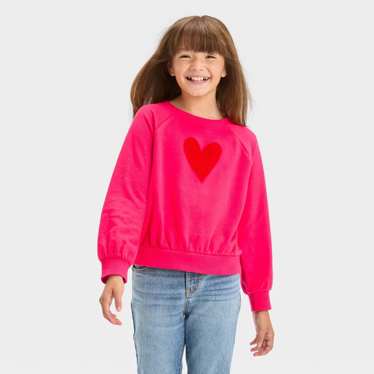 Girls' Crew Neck French Terry Pullover Sweatshirt - Cat & Jack™ | Target