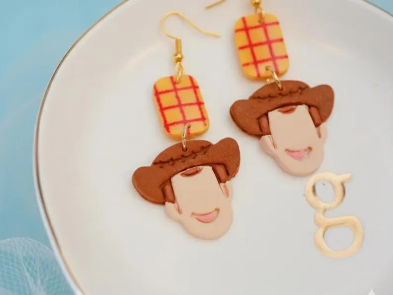 Handmade Woody Earrings | Cowboy Hat Dangle Earrings | Toy Story Inspired Jewelry | Movie Fan Gif... | Etsy (Global)
